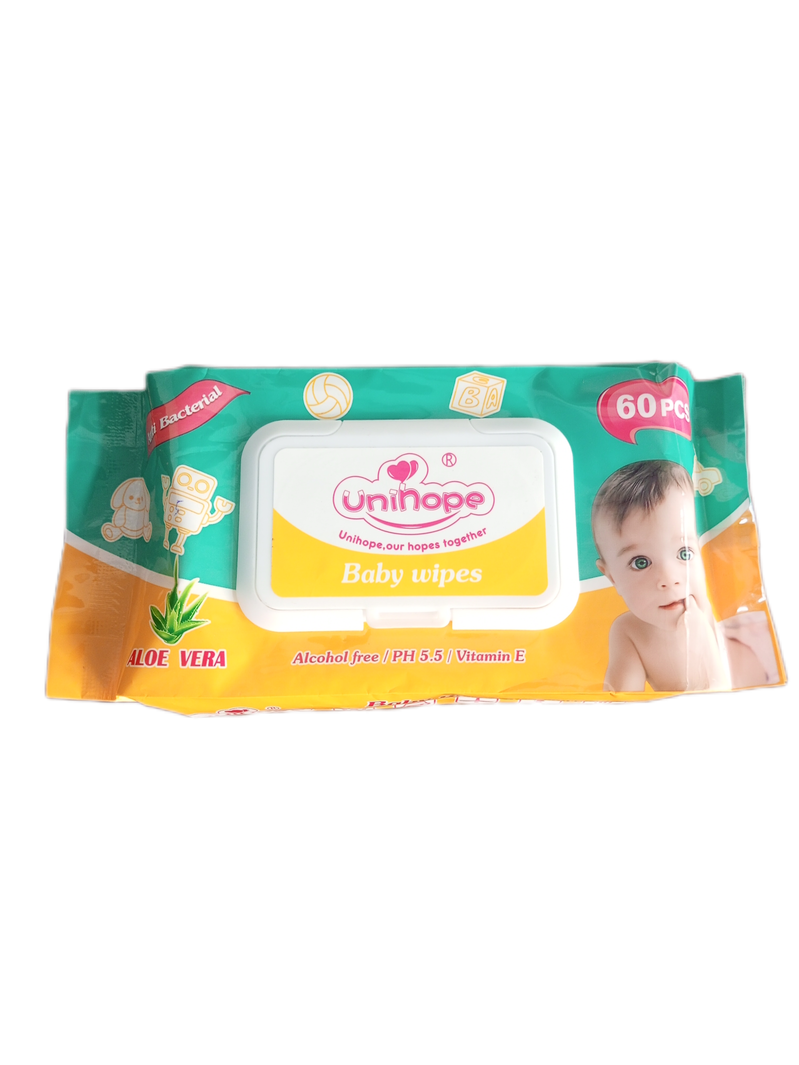 Lingettes Bébé Uninoe à l’Aloe Vera – Paquet de 60 pièces